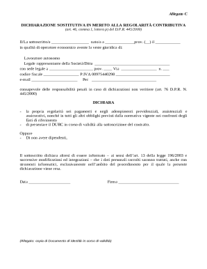 Italian Contributory Regularity Declaration