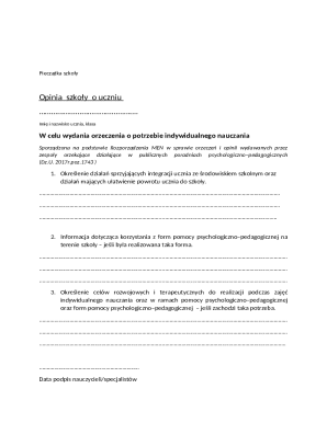 School Opinion on Student for Individual Education
