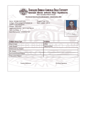 Provisional Exam Form for UG Semester - II Examination 2024