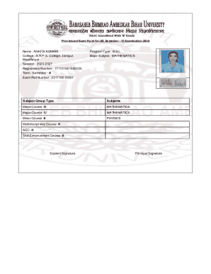 Provisional Exam Form for UG Semester III
