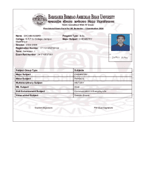 Provisional Exam Form for UG Semester - I Examination 2024