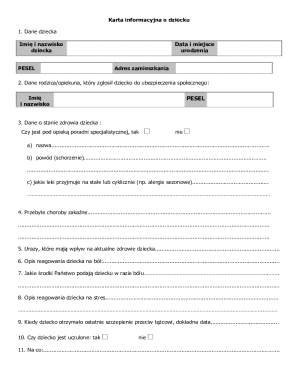 Child Health Information Card