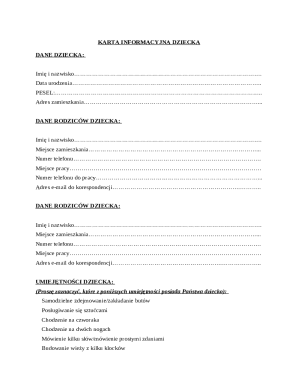 Child Information Form
