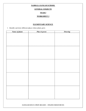 Elementary Science Worksheet