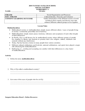 Social Studies Worksheet 1