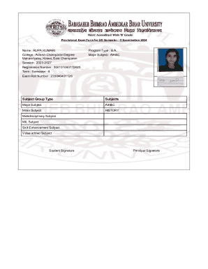 Provisional Exam Form for UG Semester II