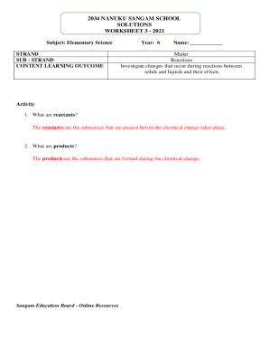 Elementary Science Worksheet