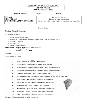 Sangam School Lesson Notes Worksheet