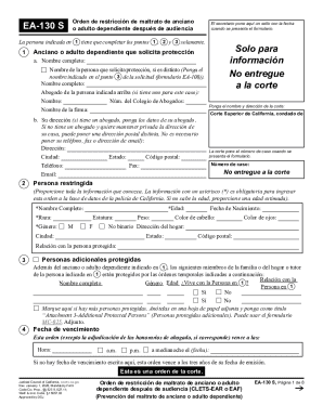 California Elder Abuse Restraining Order EA-130 S