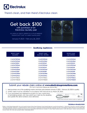 Electrolux Laundry Rebate Form