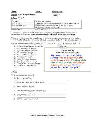 Year 3 Lesson Notes and Worksheets
