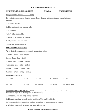 Grade 6 English and Mathematics Worksheets