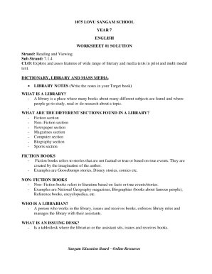 Library Notes Worksheet