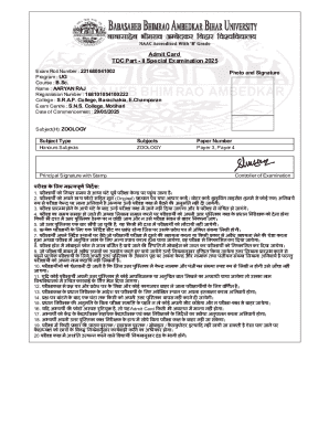 TDC Part II Special Examination Admit Card