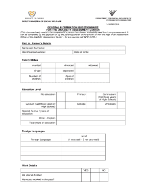 Cyprus Disability Assessment Questionnaire