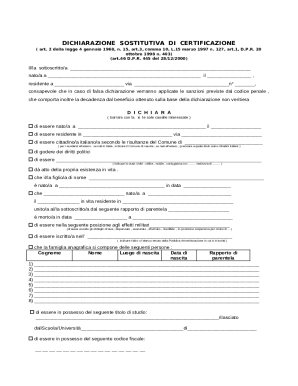 Dichiarazione Sostitutiva di Certificazione