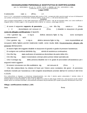 Dichiarazione Personale Sostitutiva di Certificazione