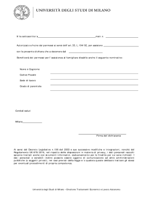 Italian Disability Assistance Form