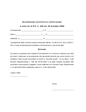 Declaration of Substitution of Certification