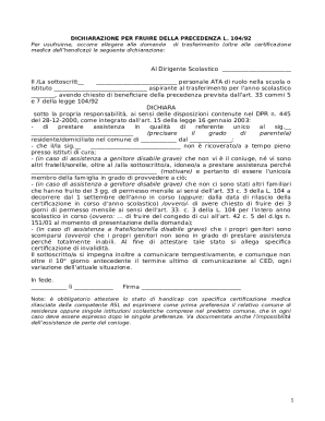 Declaration for L. 104/92 Priority