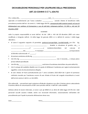 Personal Declaration for Transfer Precedence