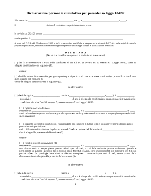 Italian Law 104/92 Precedence Declaration Form