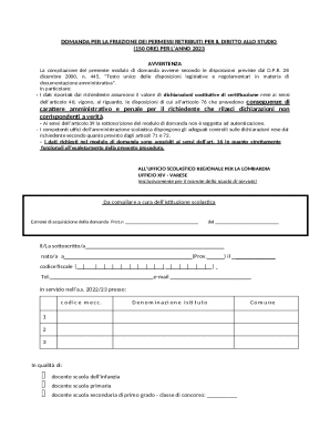 Italian Study Leave Request Form