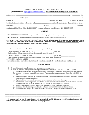 Part-Time Work Request Form 2026/2027