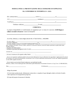 Italy Teacher Substitute Application Form