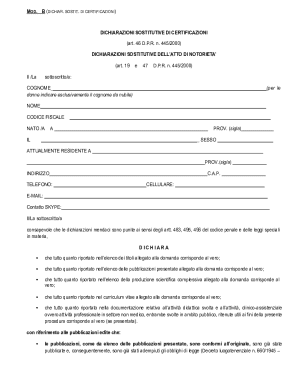 Italian Declaration of Substitution of Certifications