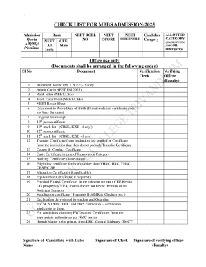 MBBS Admission Checklist 2025