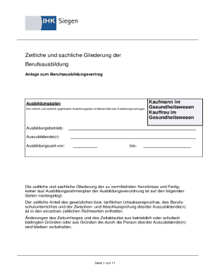 German Apprenticeship Training Plan