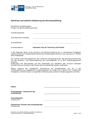 German Apprenticeship Training Plan