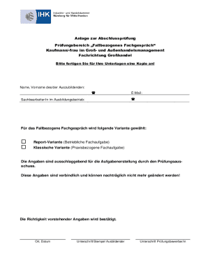 German Apprenticeship Exam Form