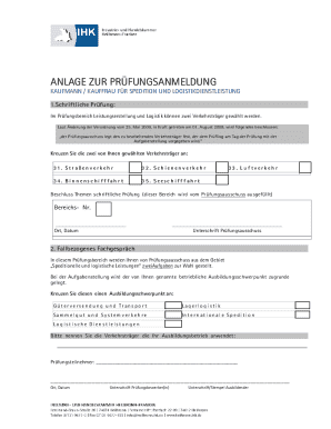 German Logistics Exam Registration Form