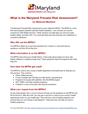 Maryland Prenatal Risk Assessment Form