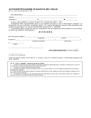 Autocertificazione di Nascita del Figlio