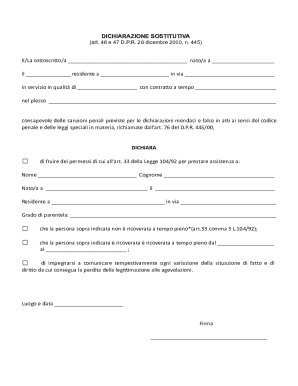 Italian Declaration Substitute Form