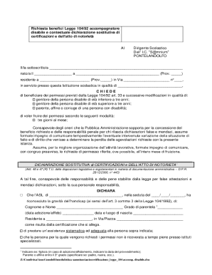 Request for Benefits Law 104/92 Disability Accompaniment