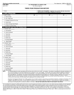 USDA FSA-2003 Three-Year Production History Form