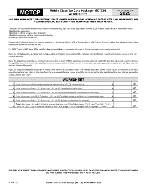 Arizona MCTCP Worksheet 2025