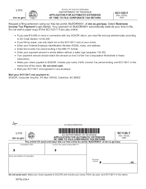 SC1120-T Corporate Tax Extension Application