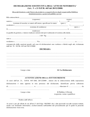 Italian Declaration of Substitution of Notoriety