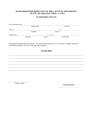 Italian Declaration of Substitution of Notoriety