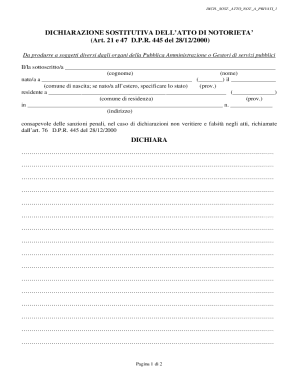 Italian Declaration of Substitution of Notoriety