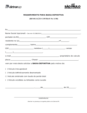 Vehicle Definitive Removal Request