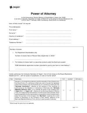 Power of Attorney for Aegon EGM