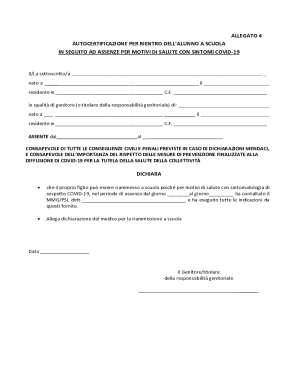 Allegato 4 Autocertificazione per Rientro Alunno