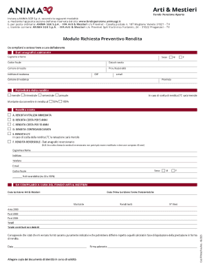 Arti & Mestieri Pension Fund Request Form