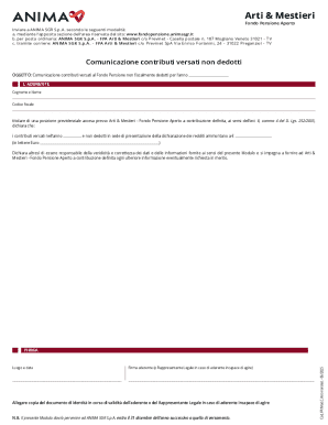 Arti & Mestieri Pension Fund Non-Deductible Contribution Communication